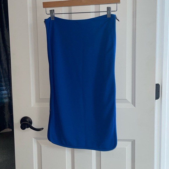 Diane Von Furstenberg DVF Noemi Double Side Zipper Skirt Elegant Royal Blue Sz 0 - Picture 2 of 7